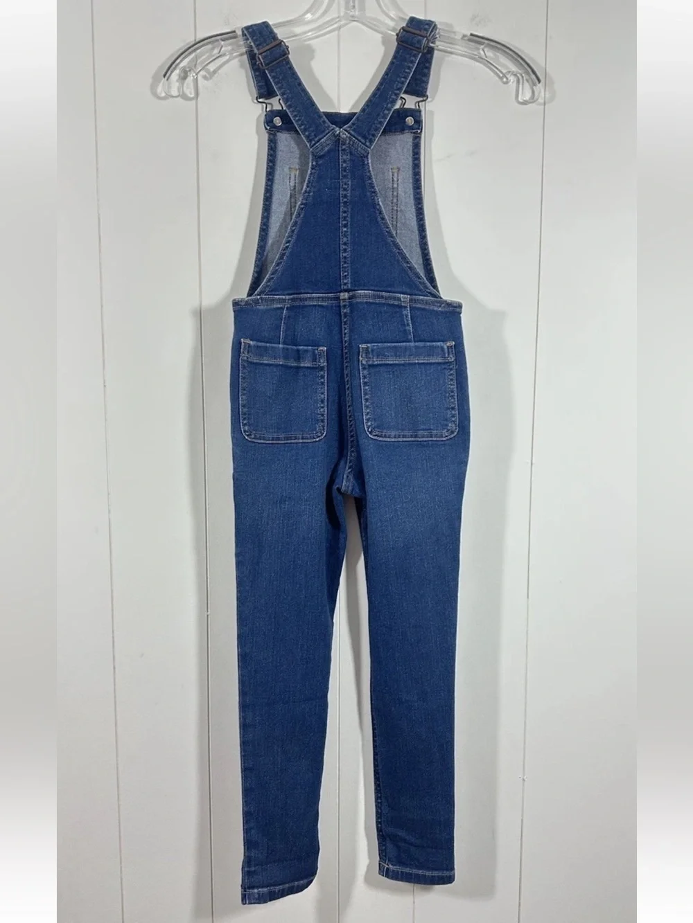 NWT Crewcuts Girls Denim Overall Sz 7 Cotton Blend Navy Blue Pockets Skinny - Picture 3 of 7